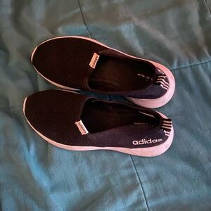 adidas Black Slip-On Knit Sneakers with White Sole
